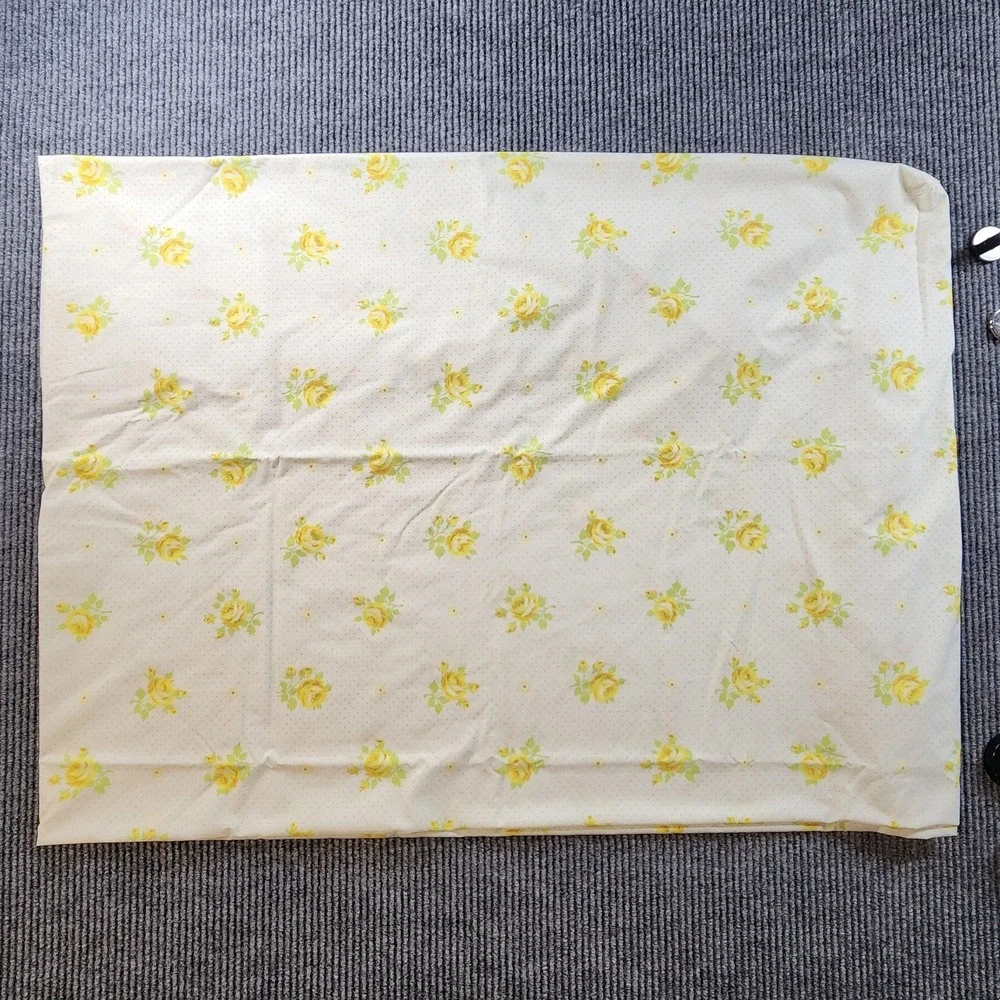 Vintage Wamsutta Yellow Rose Floral Sheet Set Double Flat Fitted‎ Ultra Percale